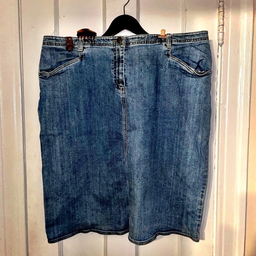 Land's End plus size denim pencil skirt
